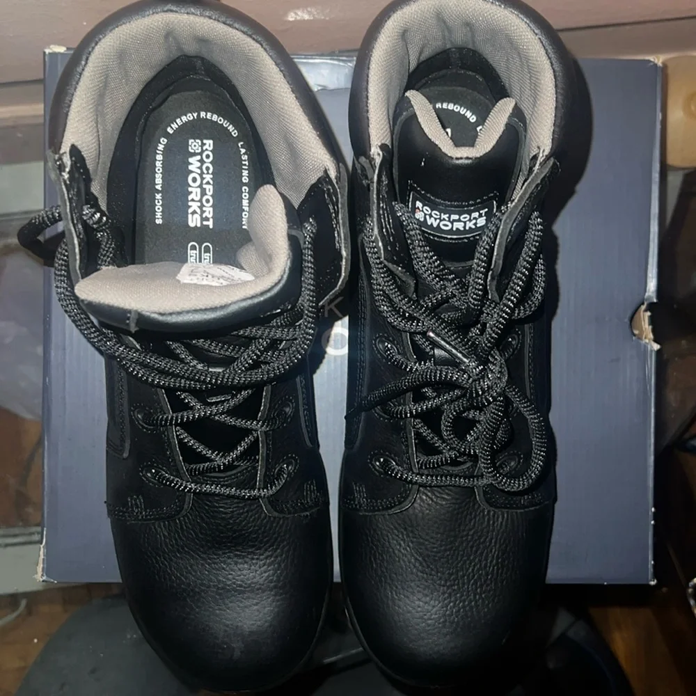 Rockport safety shoes WGRK6635 for men,black,comp toe,eh,wp,lace to toe size 12w